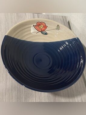 WCL Art Pottery Ceramic Pedestal Serving Bowl